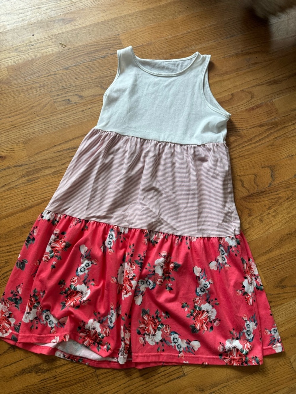 Girls' Pink Floral Tiered Tank Dress